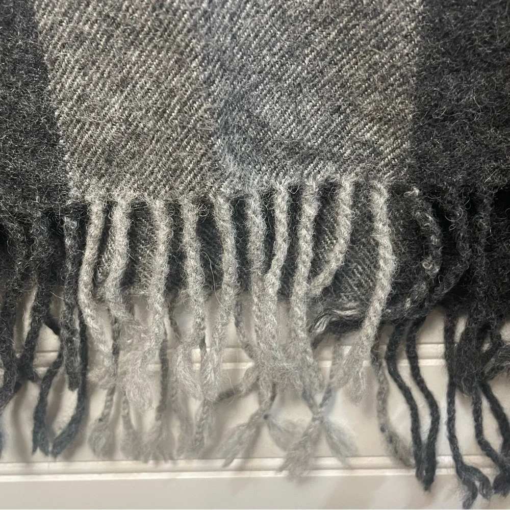 Plaid Gray Tones Baby Alpaca Made In Peru Scarf
